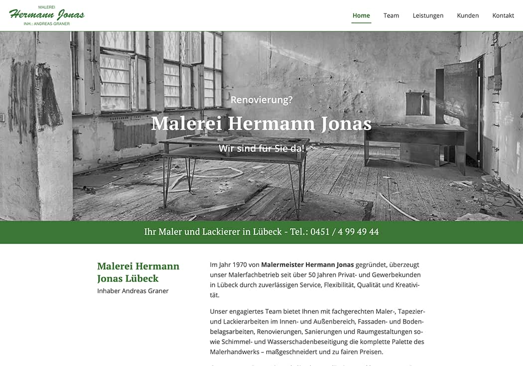 Screenshot Webseite Malerei Hermann Jonas Lübeck