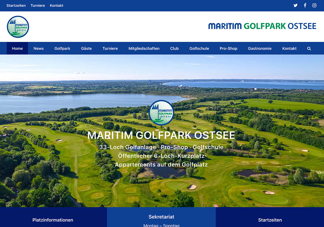 Screenshot Webseite Maritim Golfpark Ostsee Warnsdorf