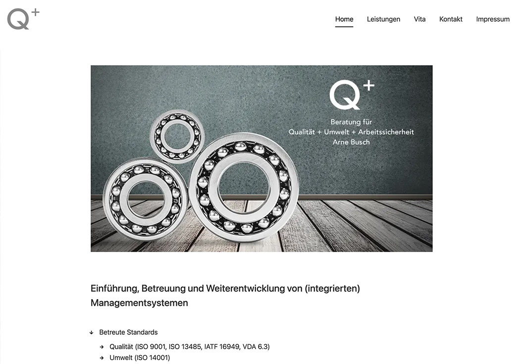 Screenshot Webseite Q+ Consult Arne Busch