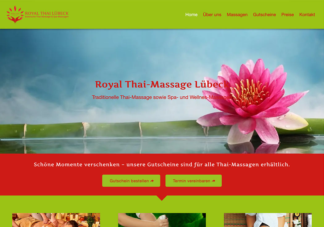 Screenshot Webseite Royal Thai-Massage Lübeck